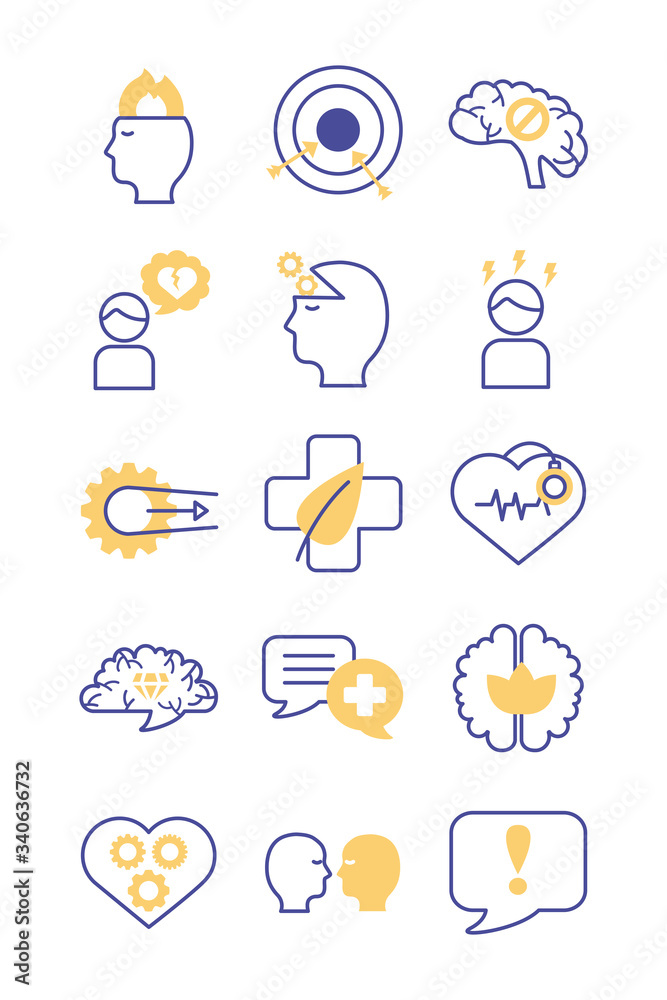 bundle of mental health set icons bundle of mental health set icons