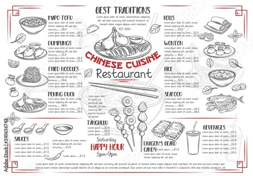Chinese cuisine menu