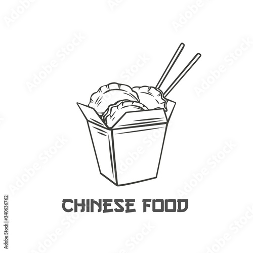 Dumplings in chinese carton box