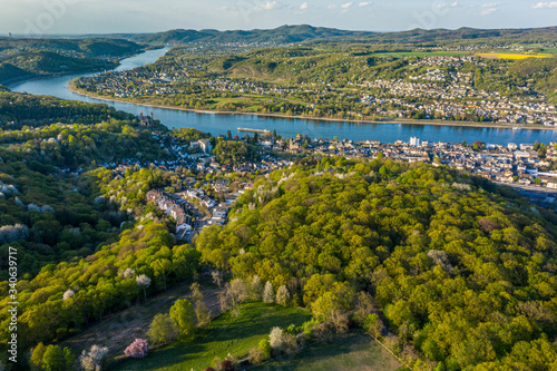 Aerial view of the Rhine Valley and the Cities Remagen  Erpel and Unkel Germany © Alice_D