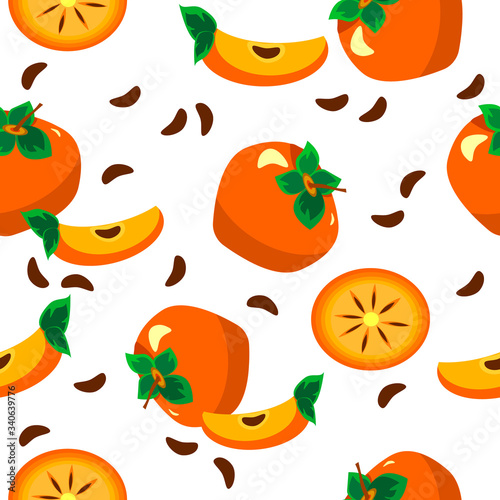 Fototapeta Naklejka Na Ścianę i Meble -  In flat style illustration. 
vector illustration of persimmon on white background. 