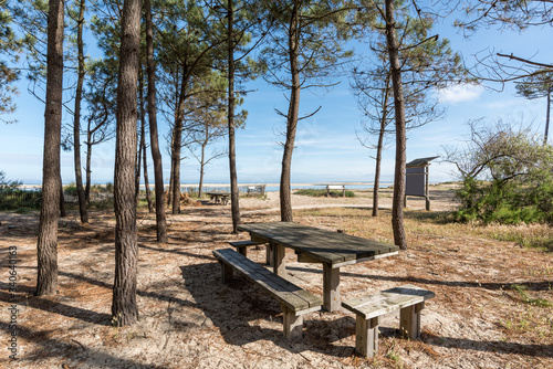 BASSIN D’ARCACHON (France), aire de pique-nique, plage du Petit Nice