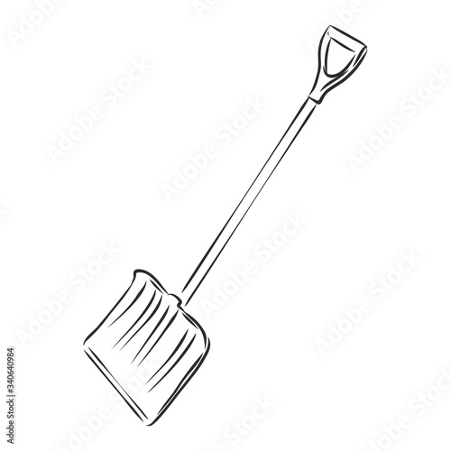 Vector hand draw illustration of shovel isolated on white background. snow shovel vector sketch illustration