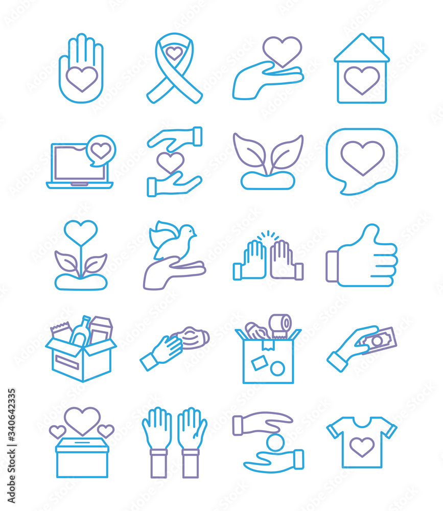 bundle of charity and solidarity icons