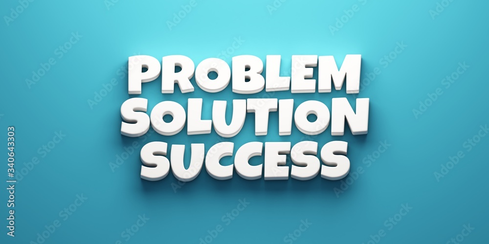 Problem Solution Success banner background. 3D Render Illustration