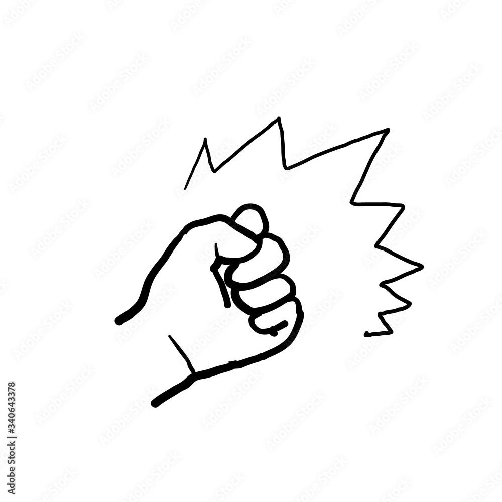 Fototapeta premium hand drawn hands grasping and hitting illustration with doodle style