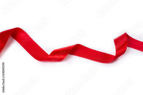 red silk ribbon on a white background