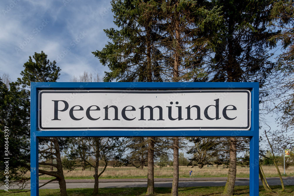 Fototapeta premium sign peenemuende at the train station