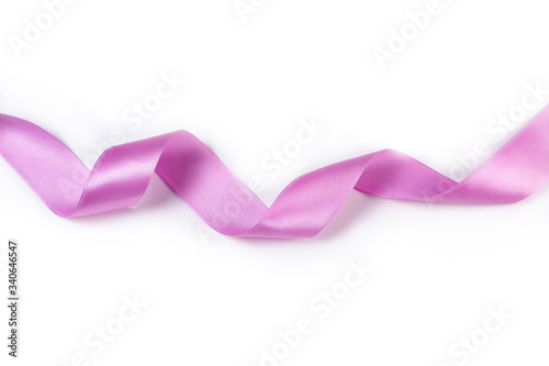purple satin ribbon isolated on white background