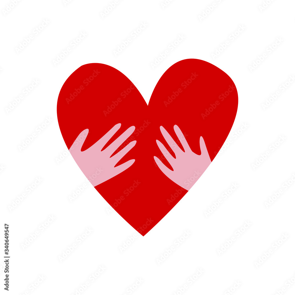Heart with hands hand drawn vector illustration. Symbol of charity, philanthropy, cardiology, social assistance. Valentine's day. For printing on textiles and tableware Heart with hands hand drawn vector illustration. Symbol of charity, philanthropy, cardiology, social assistance. Valentine's day. For printing on textiles and tableware