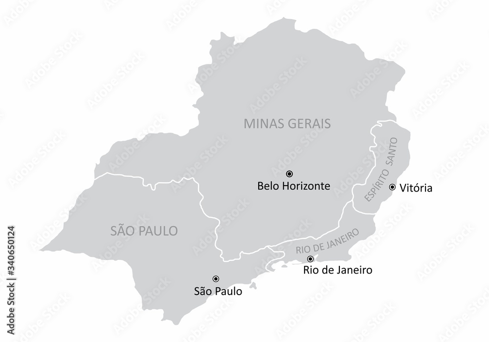 Brazil southeast region map