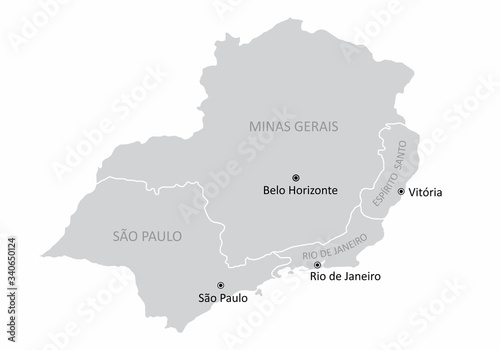 Fototapeta Naklejka Na Ścianę i Meble -  Brazil southeast region map