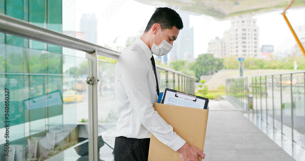 Fototapeta premium Asian man being fired