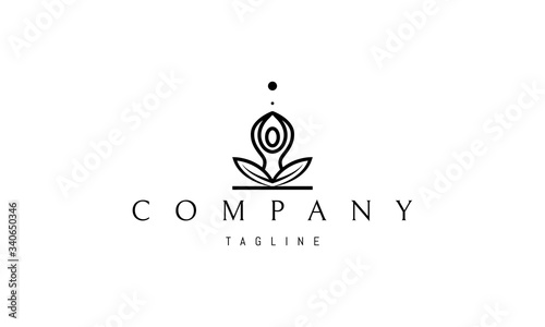Vector logo on which an abstract image of a person sitting in lotus position.