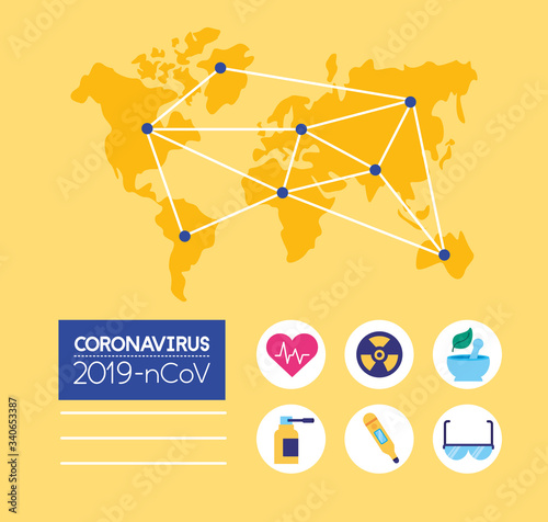 covid19 pandemic infographics with earth planet