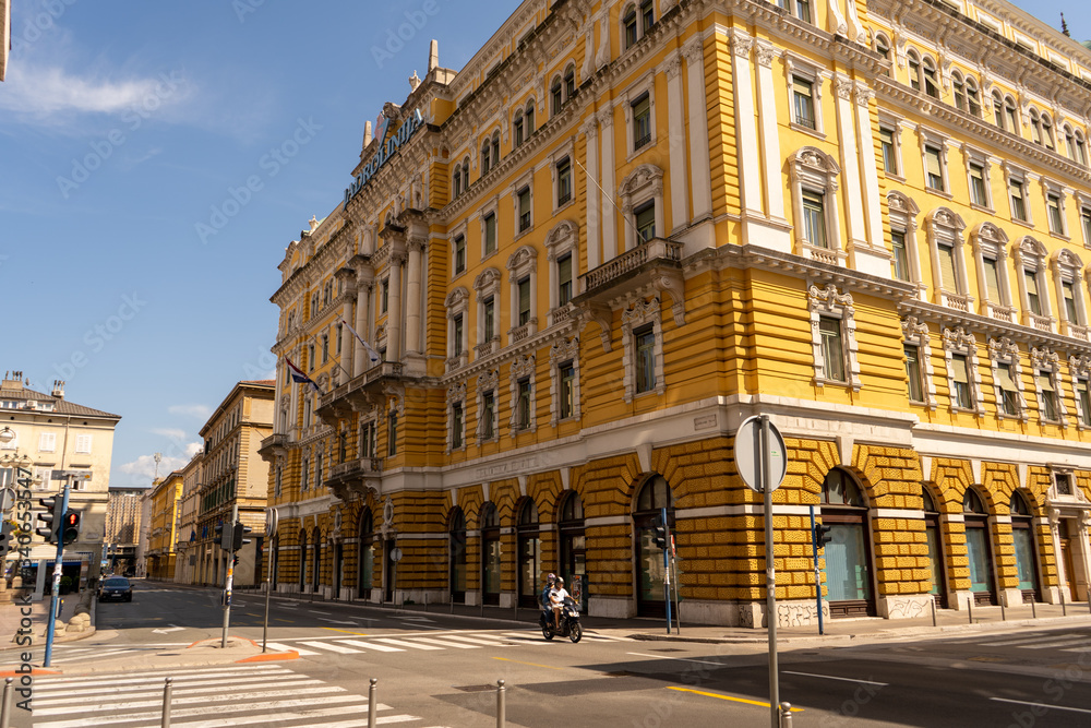 View of the typical architecture of Rijeka, Croatia. June 2019