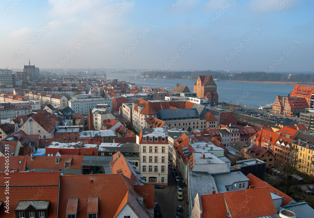 Overlooking the city of Rostock in Germany