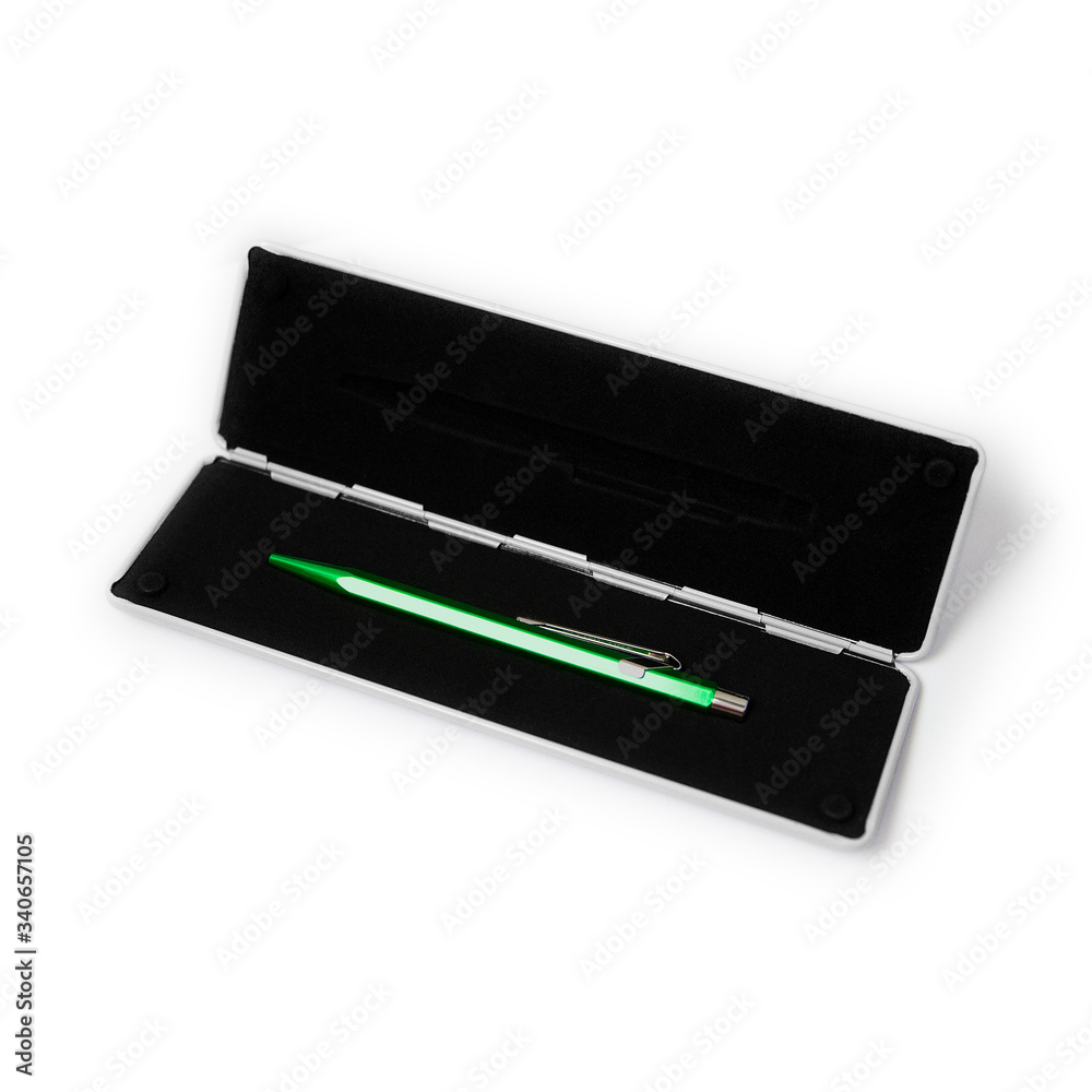 Green pen in a case