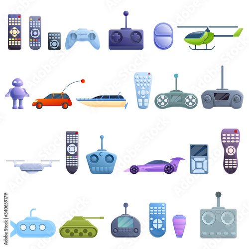 Remote control icons set. Cartoon set of remote control vector icons for web design