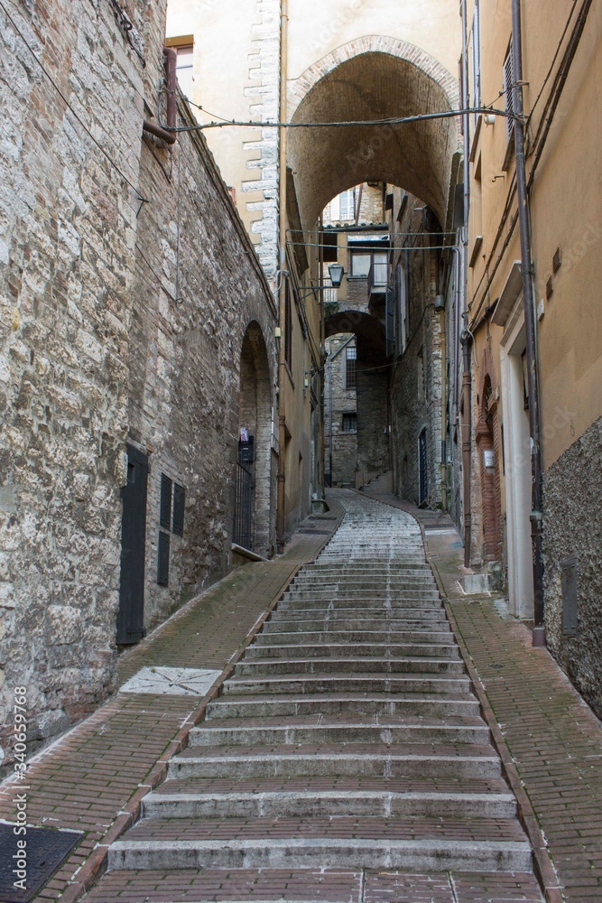 Ancient pedestrian road in Perugia city centre
