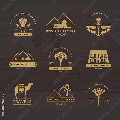 A large collection of vector logos on travel, Egypt and abstract topics.