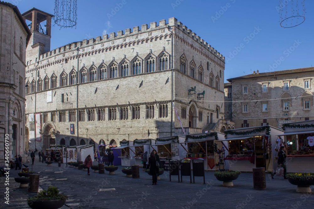Palazzo dei Priori historical building in the heart of Perugia city