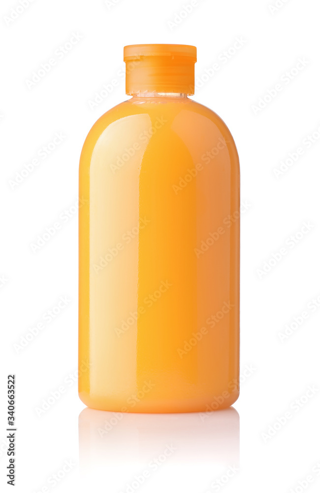 Bottle of orange shower gel Bottle of orange shower gel