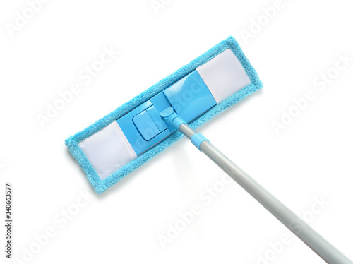 Obraz na płótnie Top view of blue plastic mop