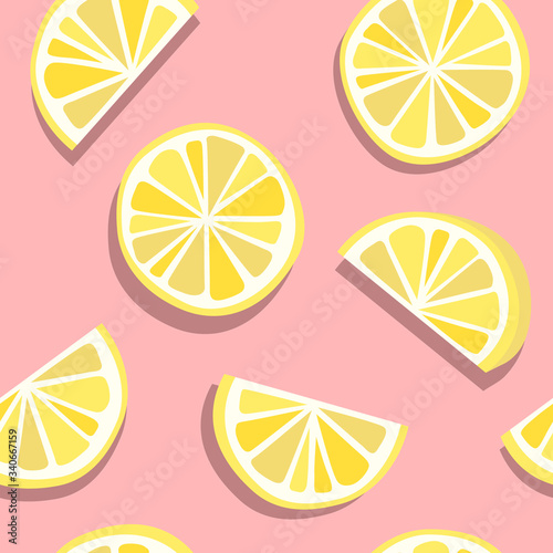 Vector Minimal Lemon Seamless Pattern, Pink & Yellow Combination