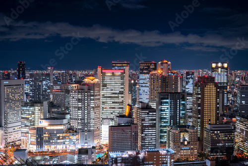 Night view of Osaka Urban skyline