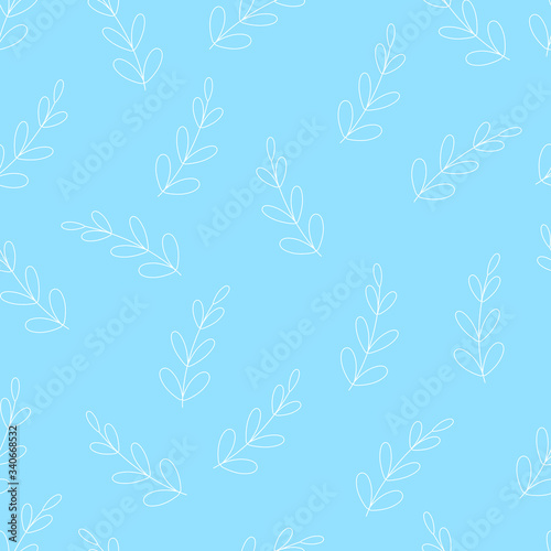 Pattern white branches on a blue background