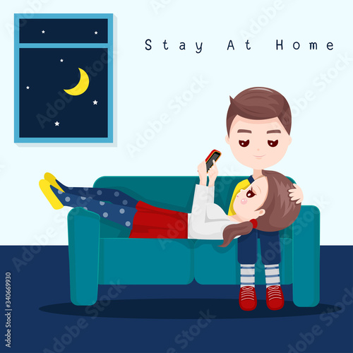 The girl with the boy to stay at home