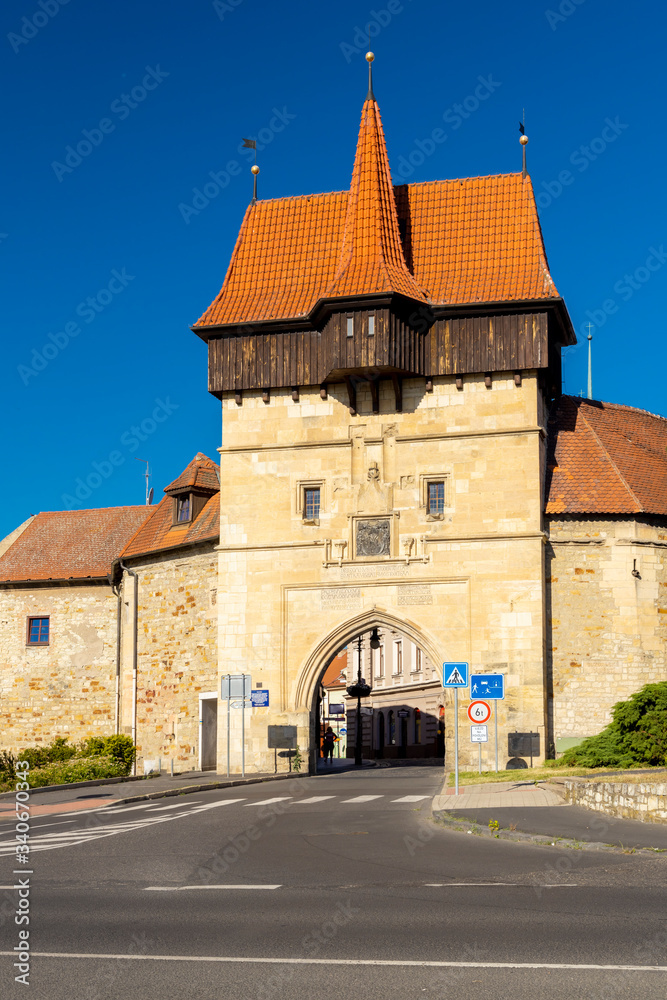 Obraz premium Gothic Zatec gate and medieval fortification in Louny, Czech republic