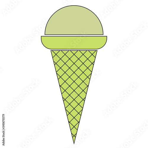 Colorful vector image, icon or picture of waffle ice cream on white background. Сreme brulee ice cream