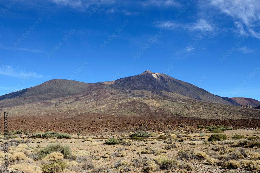 Scenic view towards Teide and Pico Viejo craters, Tenerife.