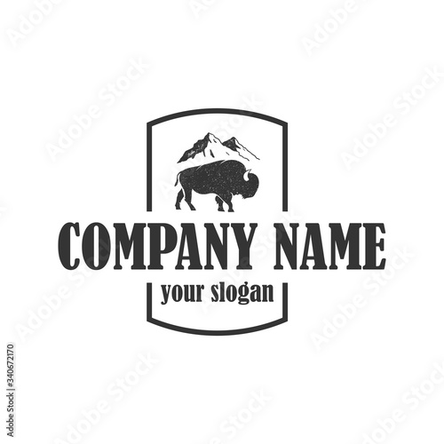logo buffalo and hill vector