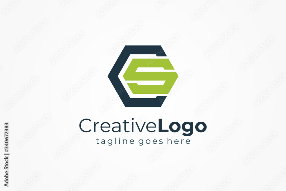 Blue Green Abstract Hexagonal Initial Letter C and S Logo. Flat Vector Logo Design Template Element. Blue Green Abstract Hexagonal Initial Letter C and S Logo. Flat Vector Logo Design Template Element.