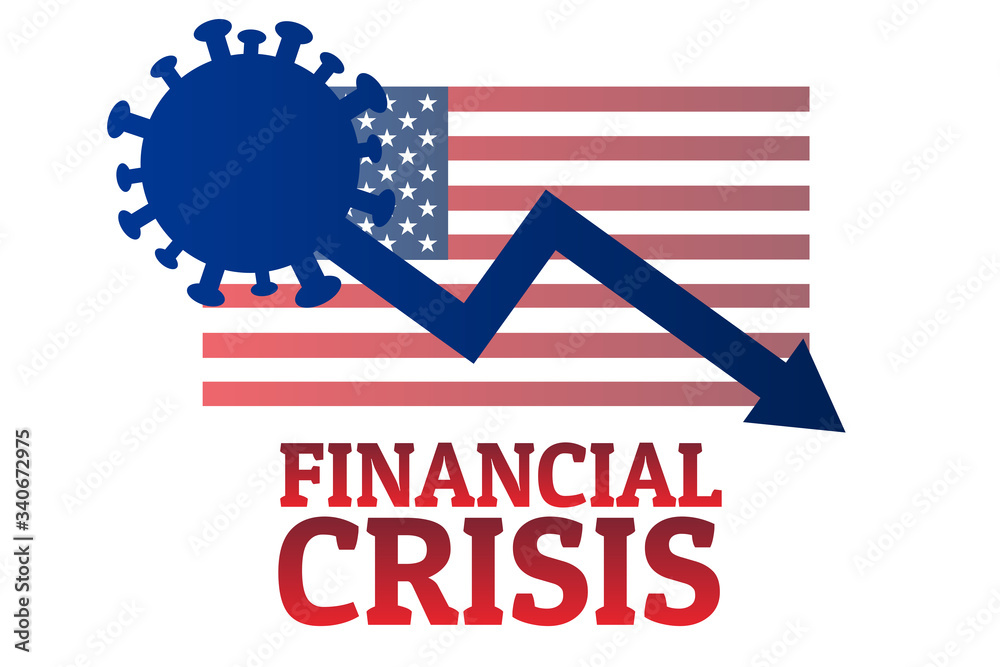 Financial crisis concept. Template for background, banner, poster with text inscription. Vector EPS10 illustration.