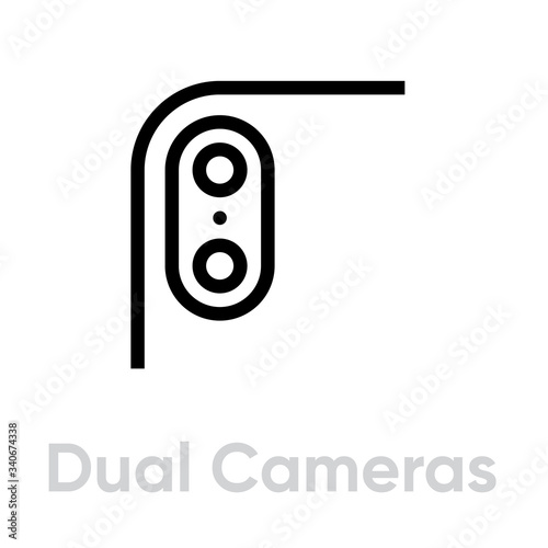 Dual Cameras Phone Multi-Cameras icon. Editable line vector.