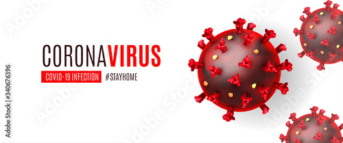 Coronavirus COVID-19 infection medical banner or poster with typography and copy space. Spread of the novel coronavirus Background. Stay home hashtag pandemic risk background vector illustration