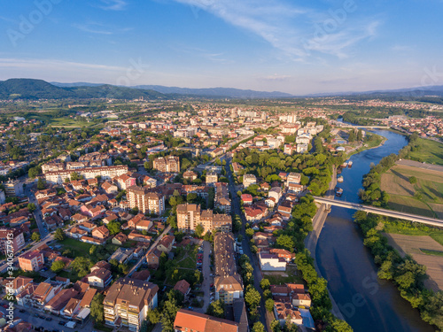 Kraljevo, Aerial view panorama of City in Serbia photo