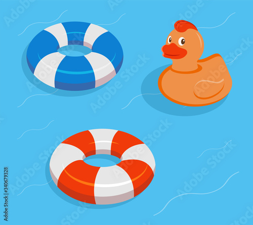 Lifebuoy set Isolated. Isometric lifebuoy. Stripped lifebuoy. Vector