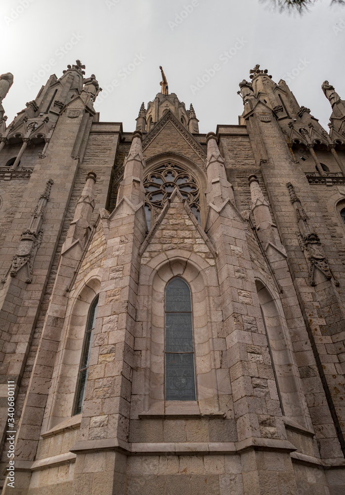 Temples and theme park on Tibidabo mountain in Barcelona
