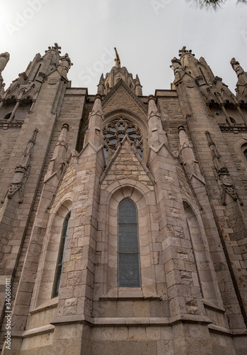 Temples and theme park on Tibidabo mountain in Barcelona