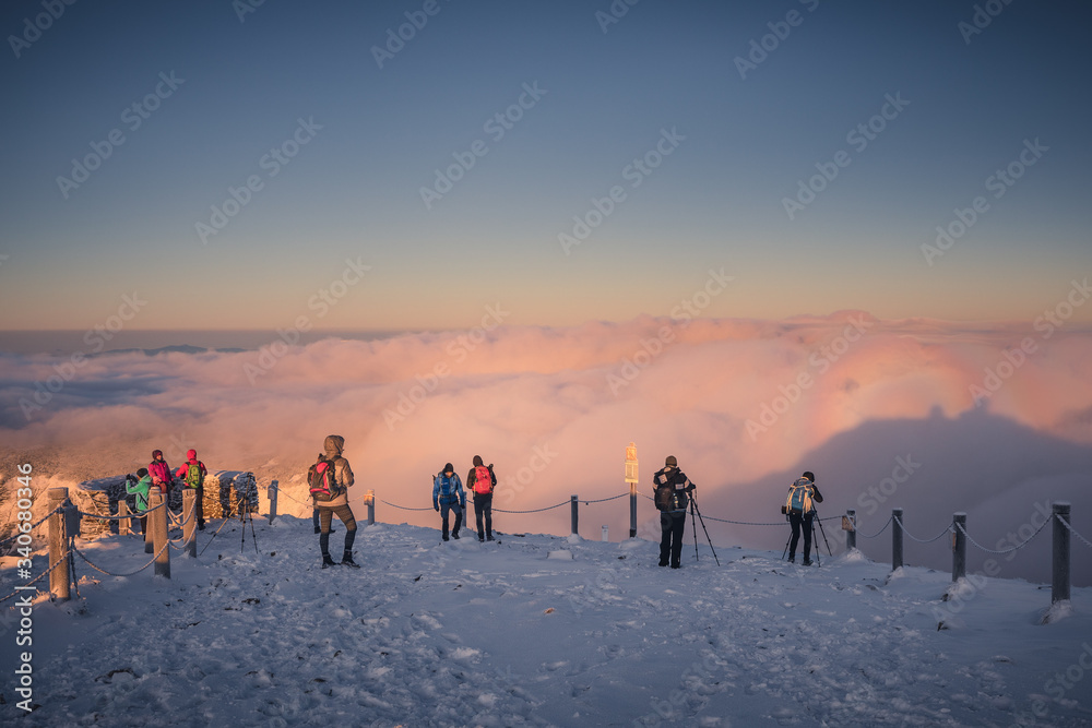 First snow in November in Karkonosze Mountains- sunrise in Sniezka peak the highest mountain in Sudety range. First snow in November in Karkonosze Mountains- sunrise in Sniezka peak the highest mountain in Sudety range.