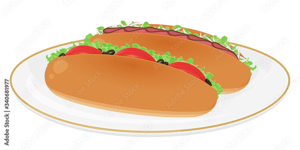 コッペパン_ロールパン_サンドイッチのイラスト コッペパン_ロールパン_サンドイッチのイラスト