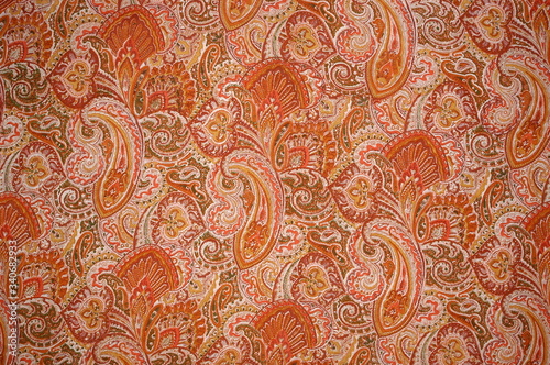 traditional paisley floral design, fabric swatch , Jaipur, Rajasthan, India 