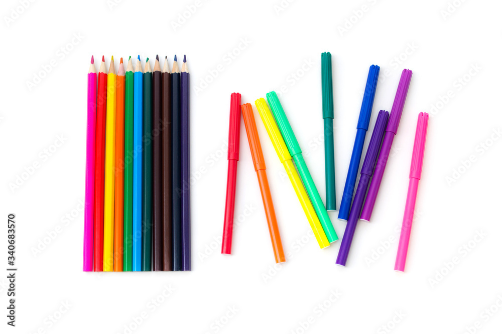 colored pencils isolated on white background colored pencils isolated on white background