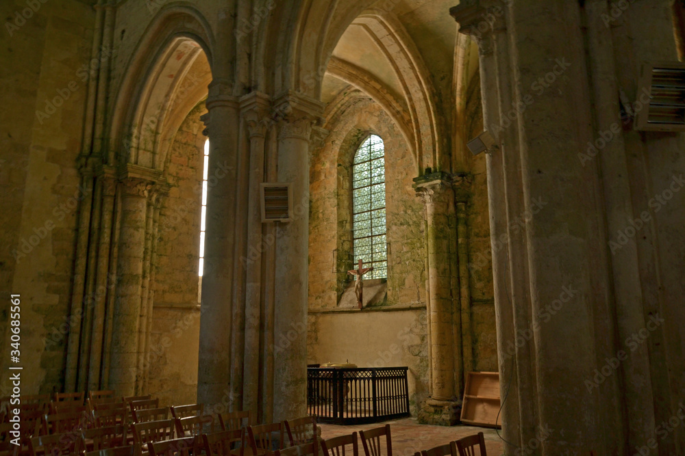 Chartres, France - August 28th 2015 : Interior view of the Saint-Pierre de Chartres church, built in the 10th century.