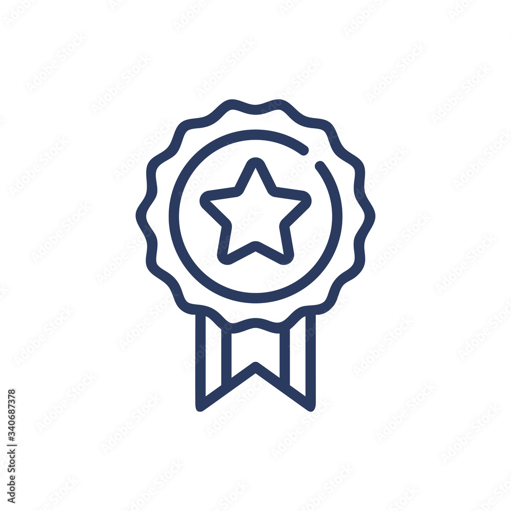 Award medal thin line icon. Star, trophy, prize isolated outline sign. Triumph or achievement concept. Vector illustration symbol element for web design and apps Award medal thin line icon. Star, trophy, prize isolated outline sign. Triumph or achievement concept. Vector illustration symbol element for web design and apps
